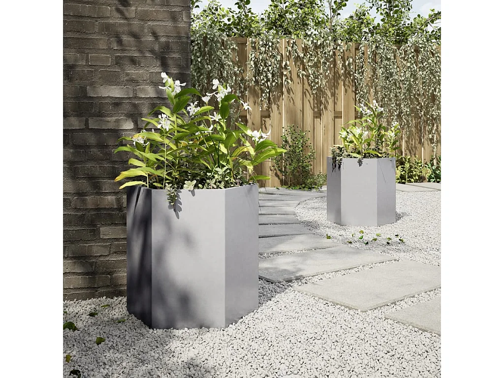 Jardinières 2 pcs hexagone 46x40x45 cm acier galvanisé