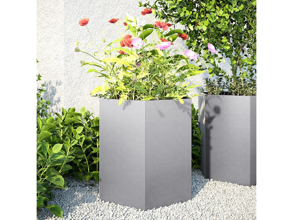Jardinières 2 pcs hexagone 46x40x45 cm acier galvanisé