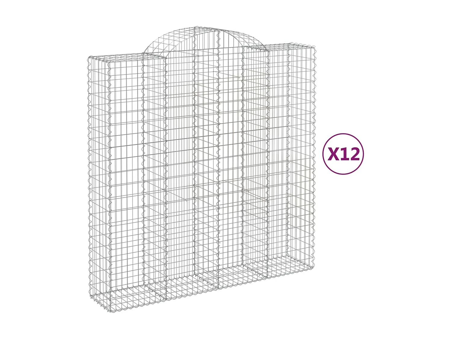 Paniers à gabions arqués 12 pcs 200x50x200/220 cm Fer galvanisé