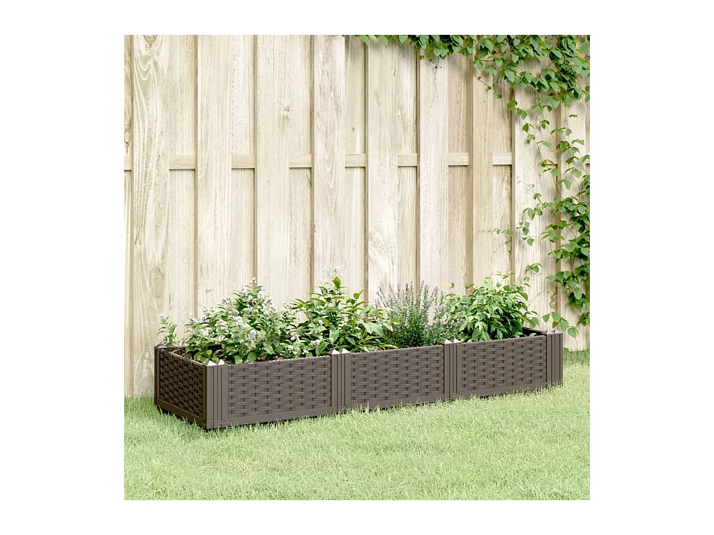 Plantenbak met pinnen 125x40x28,5 cm polypropeen bruin