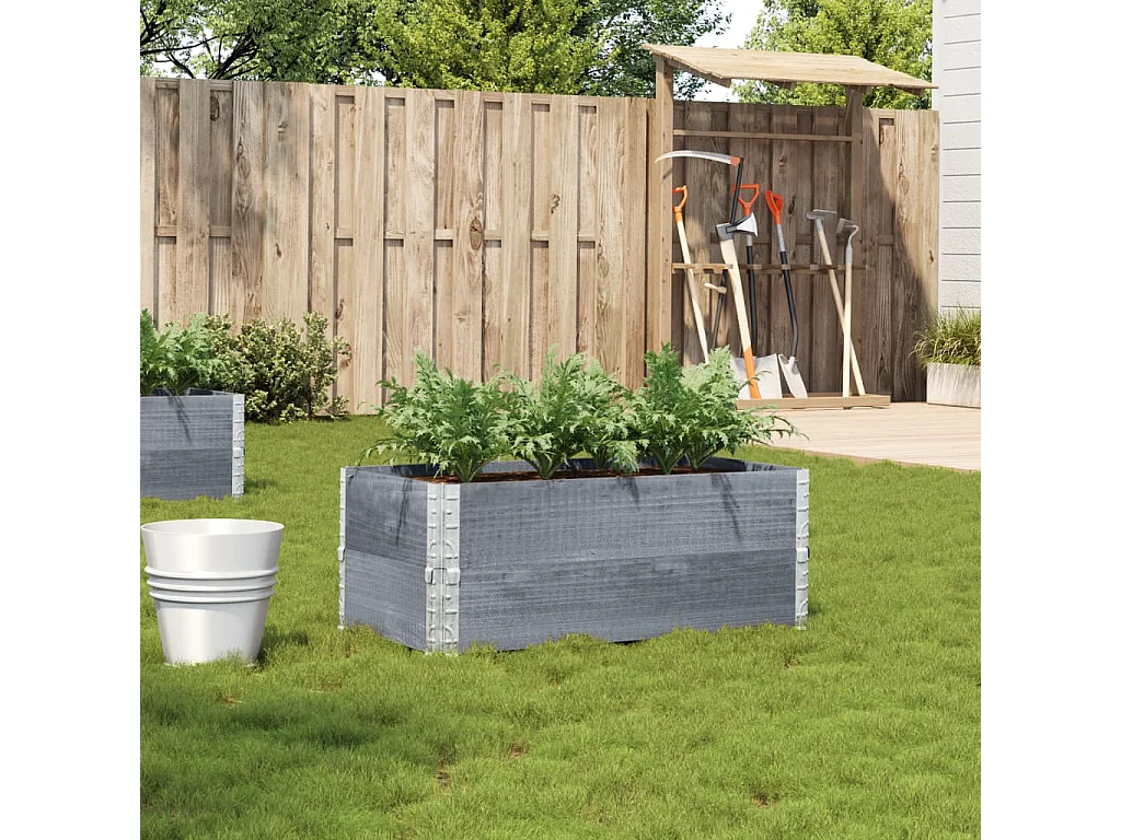 Jardinière gris 100x50 cm bois massif de pin