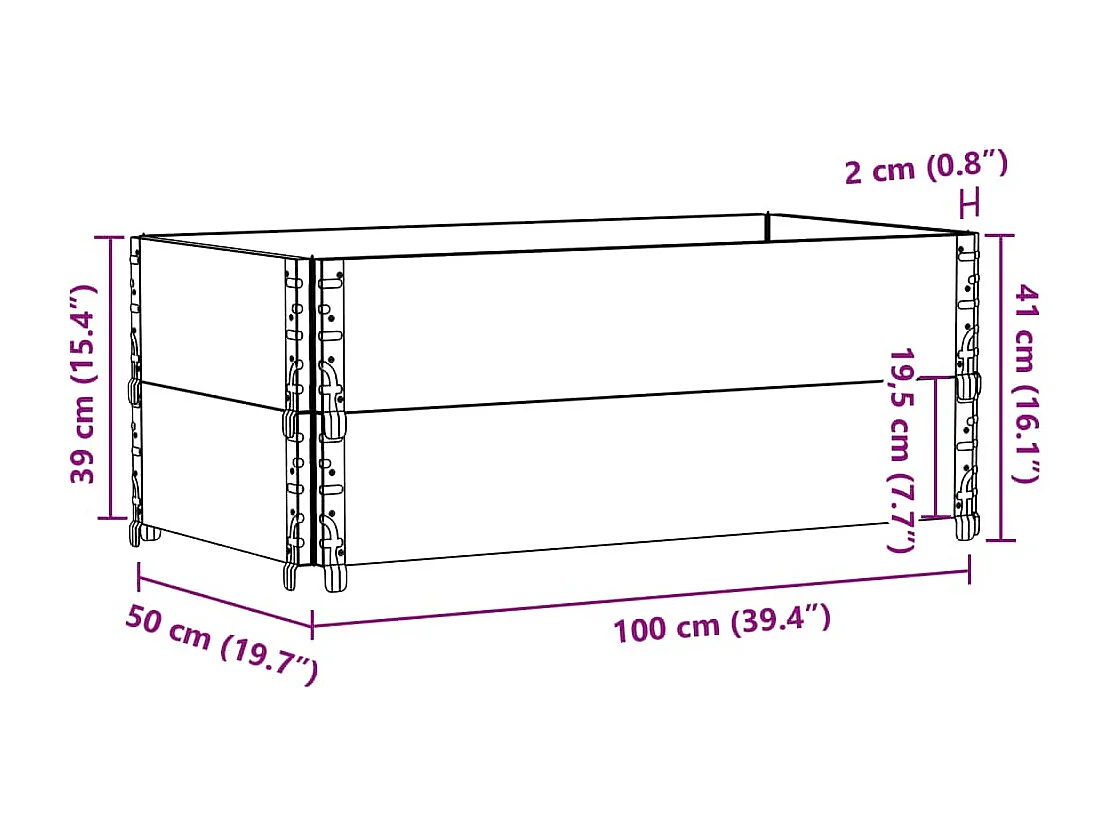 Jardinière gris 100x50 cm bois massif de pin
