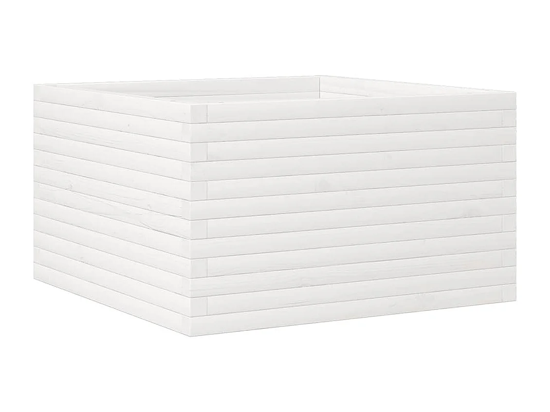 Jardinière blanc 80x80x45,5 cm bois de pin massif
