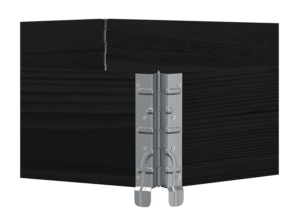 Lit surélevé hexagonale noir 160x160 cm bois de pin massif