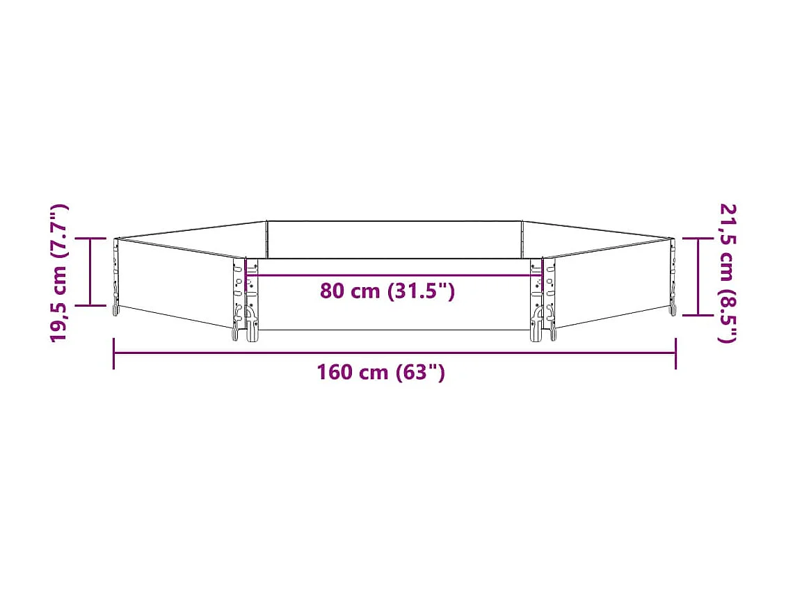 Lit surélevé hexagonale noir 160x160 cm bois de pin massif