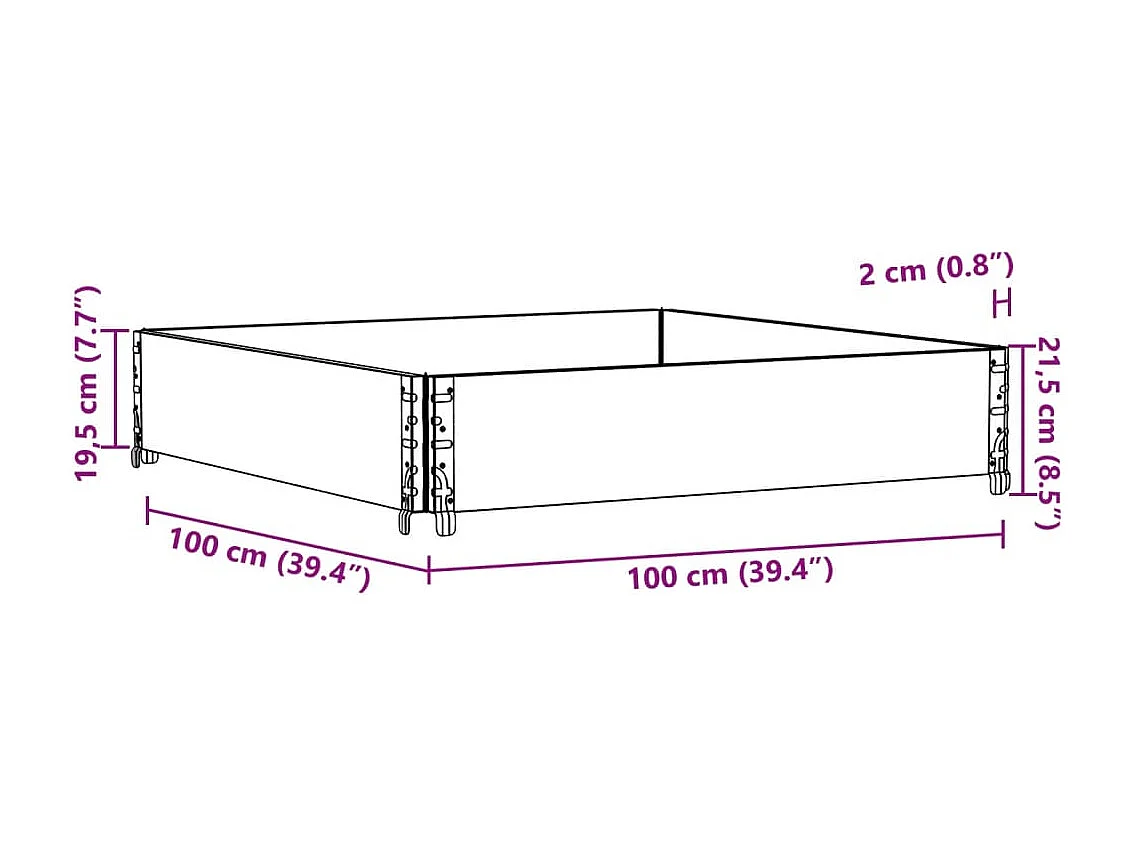 Vaso/floreira para jardim 100x100 cm pinho maciço castanho