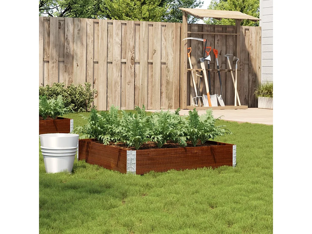 Jardinière marron 100x100 cm bois massif de pin