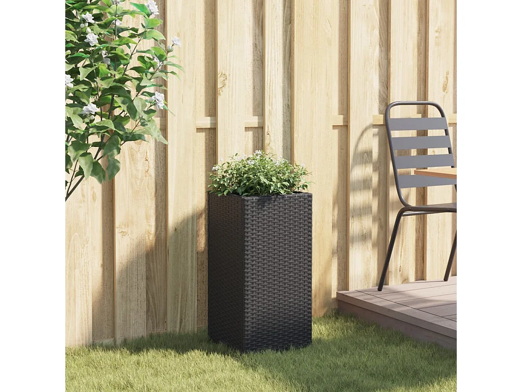 Vaso/floreira de jardim 30x30x60 cm vime PE preto