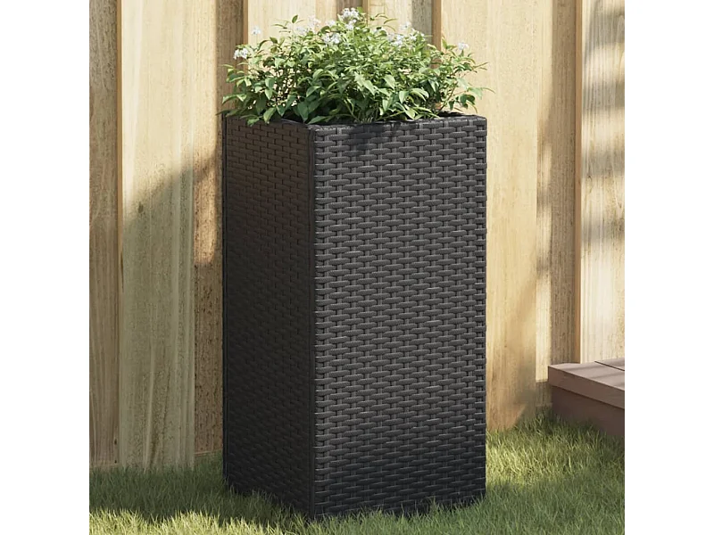 Vaso/floreira de jardim 30x30x60 cm vime PE preto