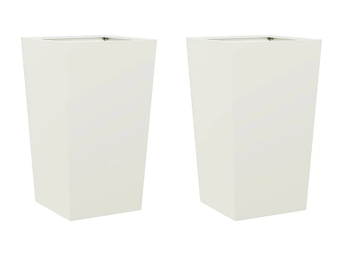 Jardinières 2 pcs blanc 45x45x75 cm acier