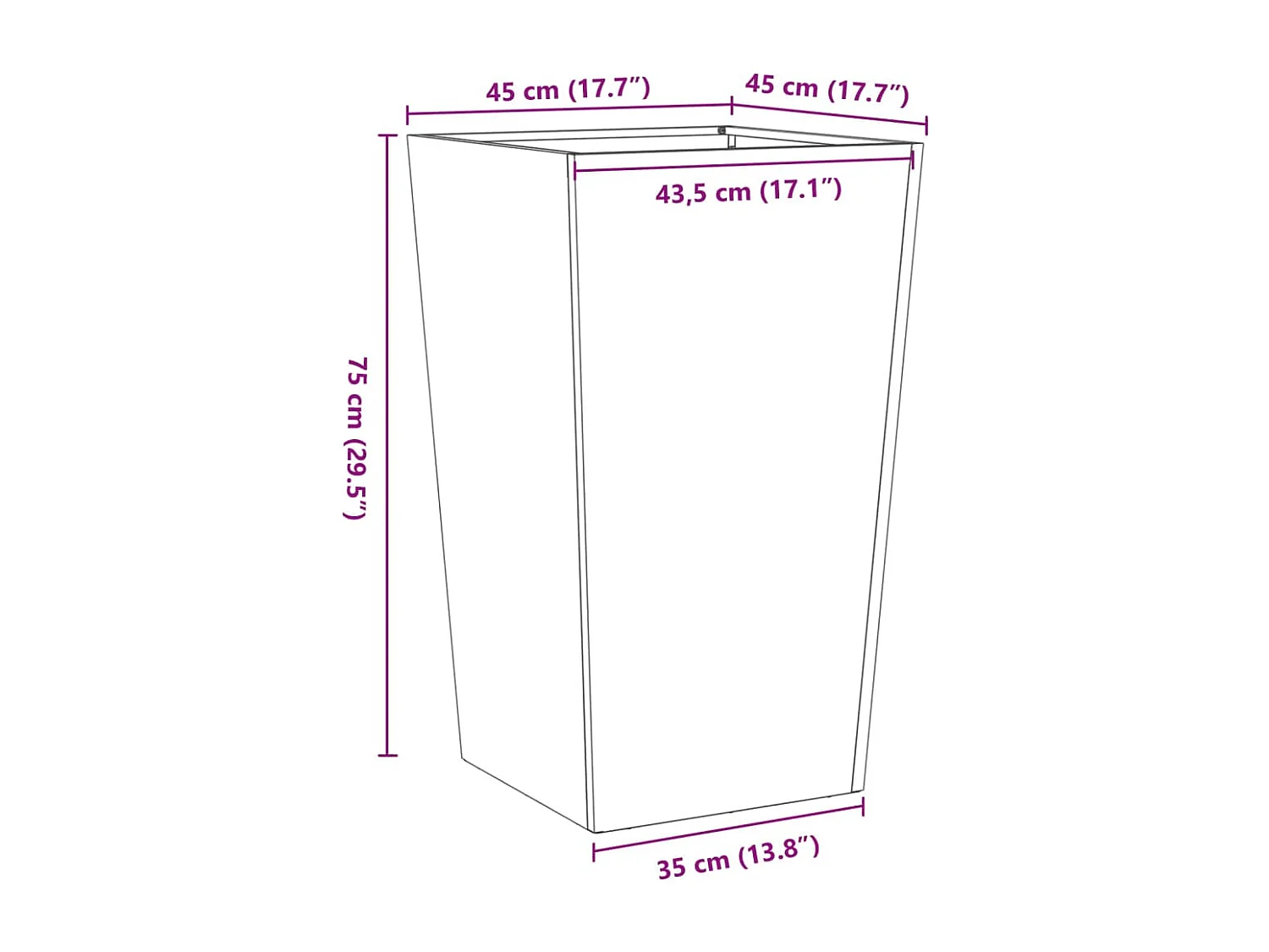 Jardinières 2 pcs blanc 45x45x75 cm acier