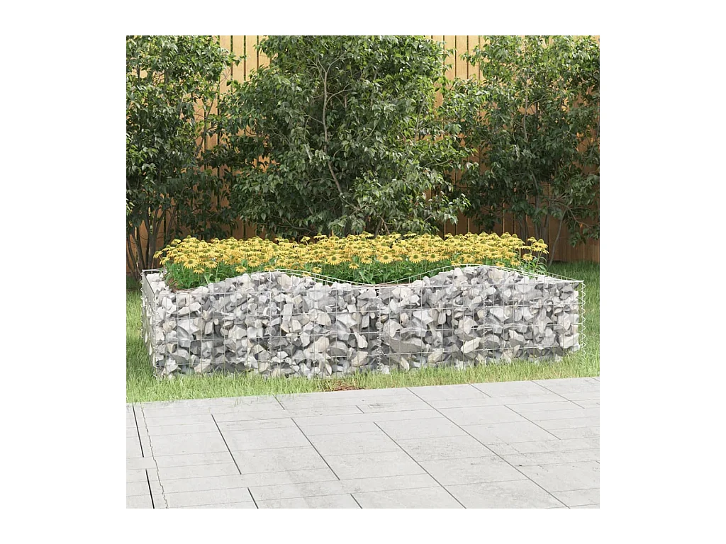 Gabbione ad Arco con Letto Rialzato 200x100x50 cm Ferro Zincato