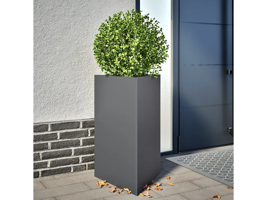 Fioriera da Giardino Antracite Triangolare 50x43x75 cm Acciaio