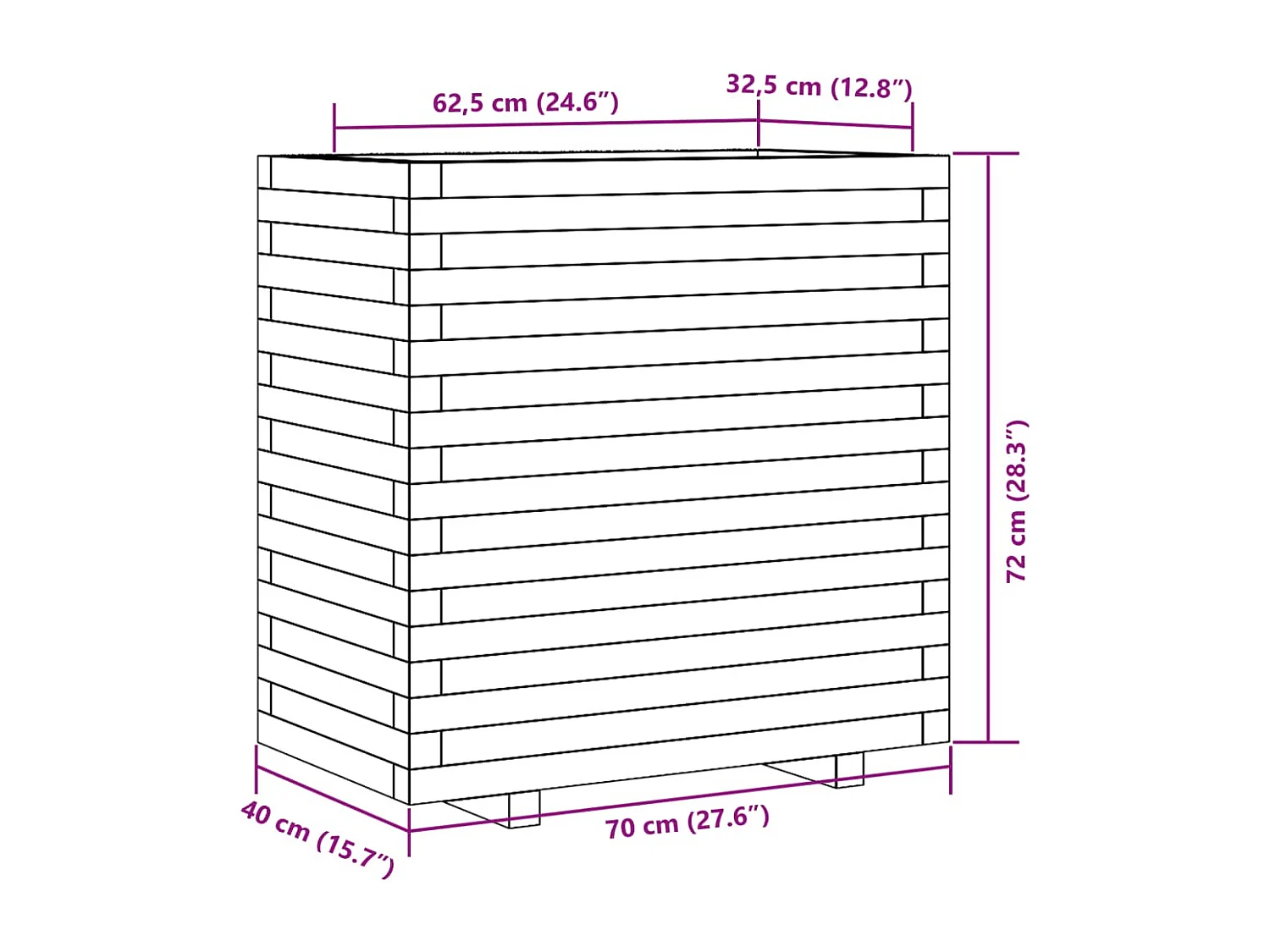Jardinière cire marron 70x40x72 cm bois de pin massif