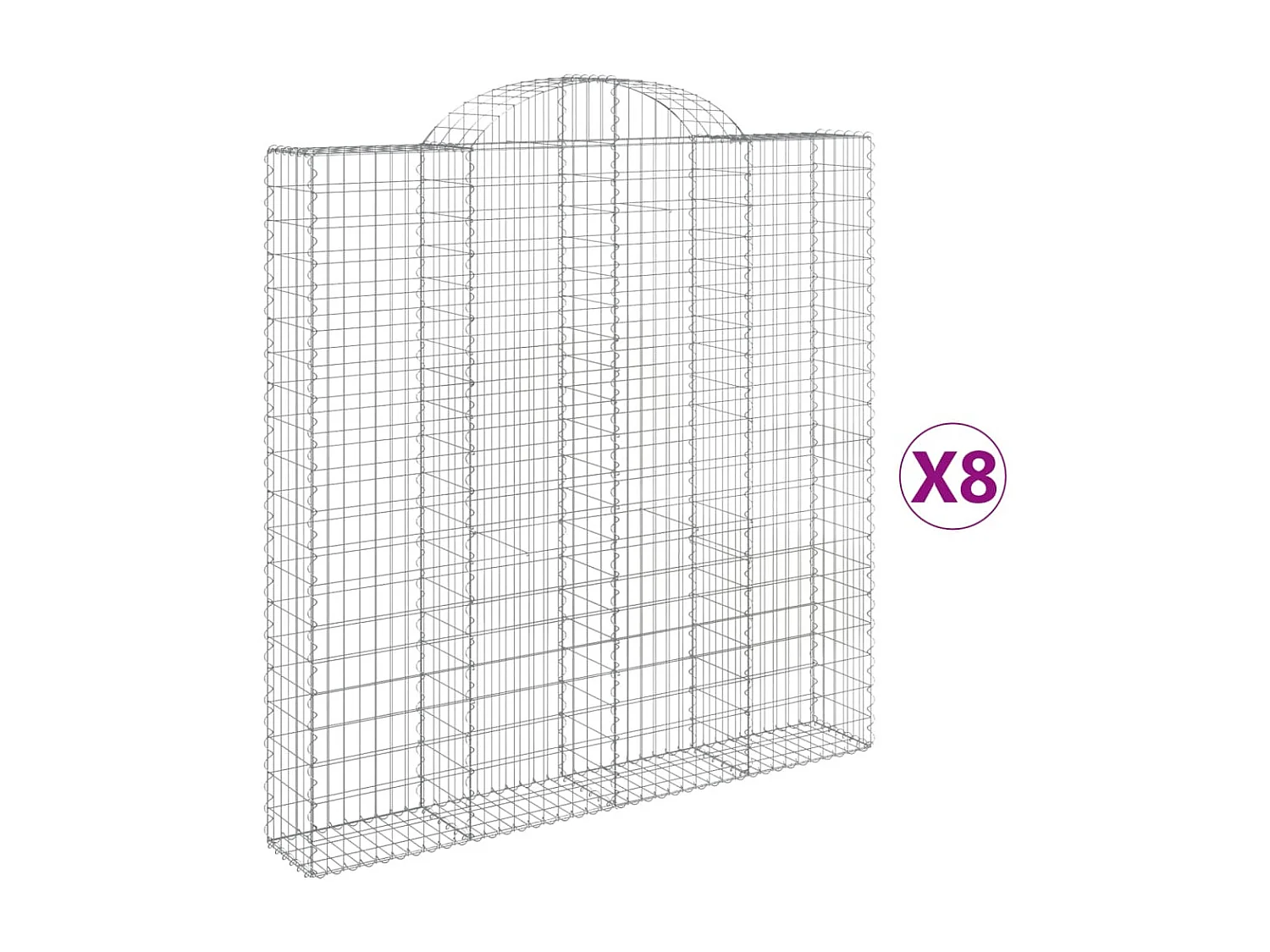 Paniers à gabions arqués 8 pcs 200x30x200/220 cm fer galvanisé