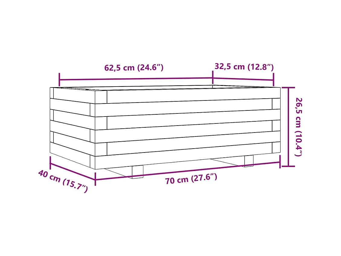 Pflanzkübel Wachsbraun 70x40x26,5 cm Massivholz Kiefer