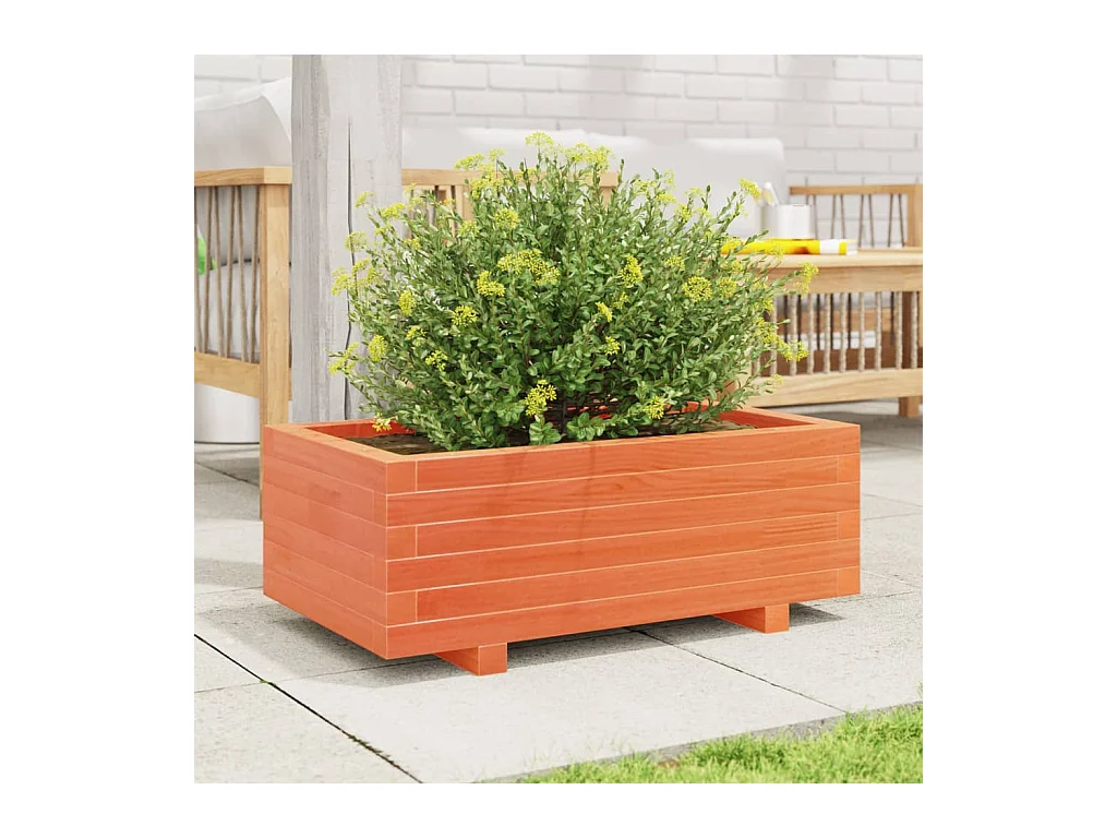 Jardinière cire marron 70x40x26,5 cm bois de pin massif