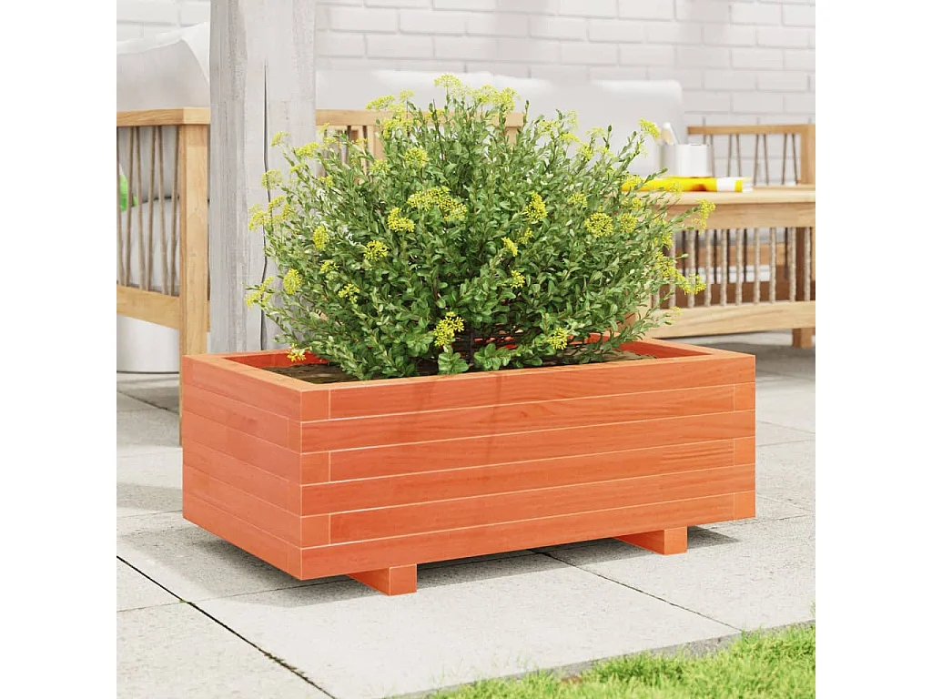 Jardinière cire marron 70x40x26,5 cm bois de pin massif