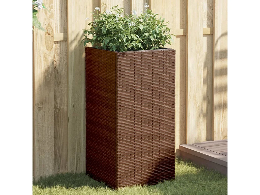 Pflanzkübel 2 Stk. Braun 40x40x80 cm Poly Rattan