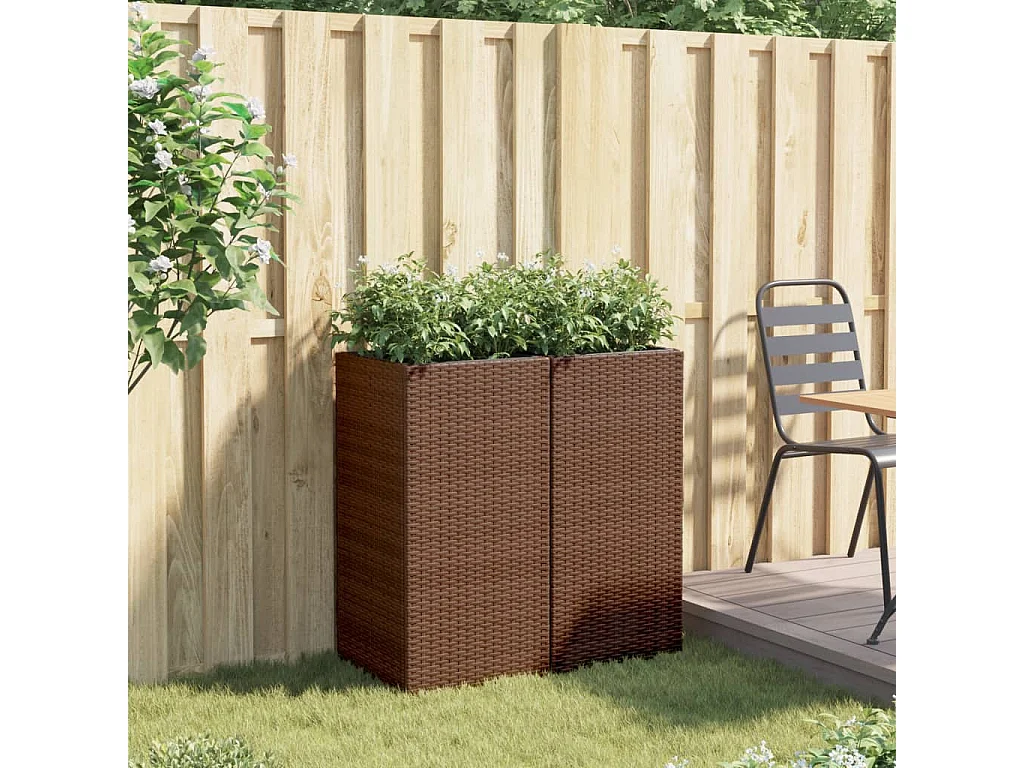Pflanzkübel 2 Stk. Braun 40x40x80 cm Poly Rattan