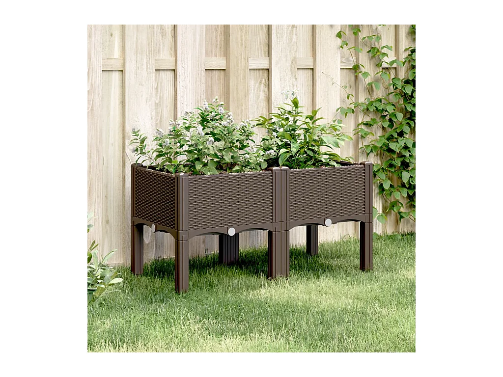 Plantenbak met poten 80x40x42 cm polypropeen bruin