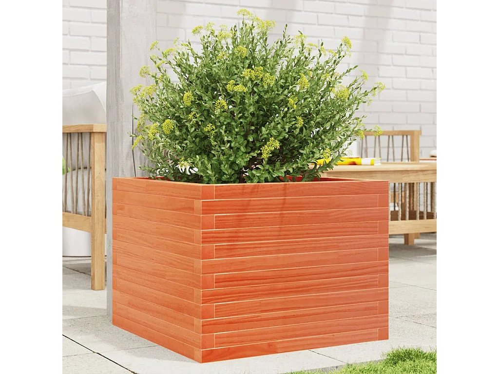 Fioriera Giardino Marrone Cera 60x60x45,5cm Legno Massello Pino
