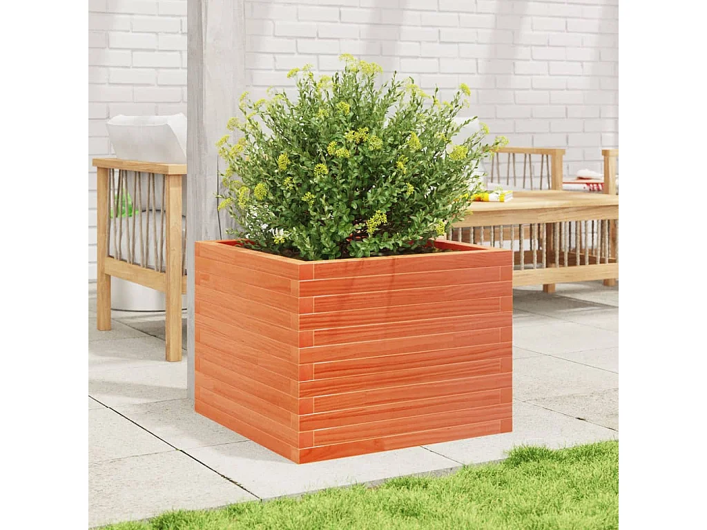 Jardinière cire marron 60x60x45,5 cm bois de pin massif