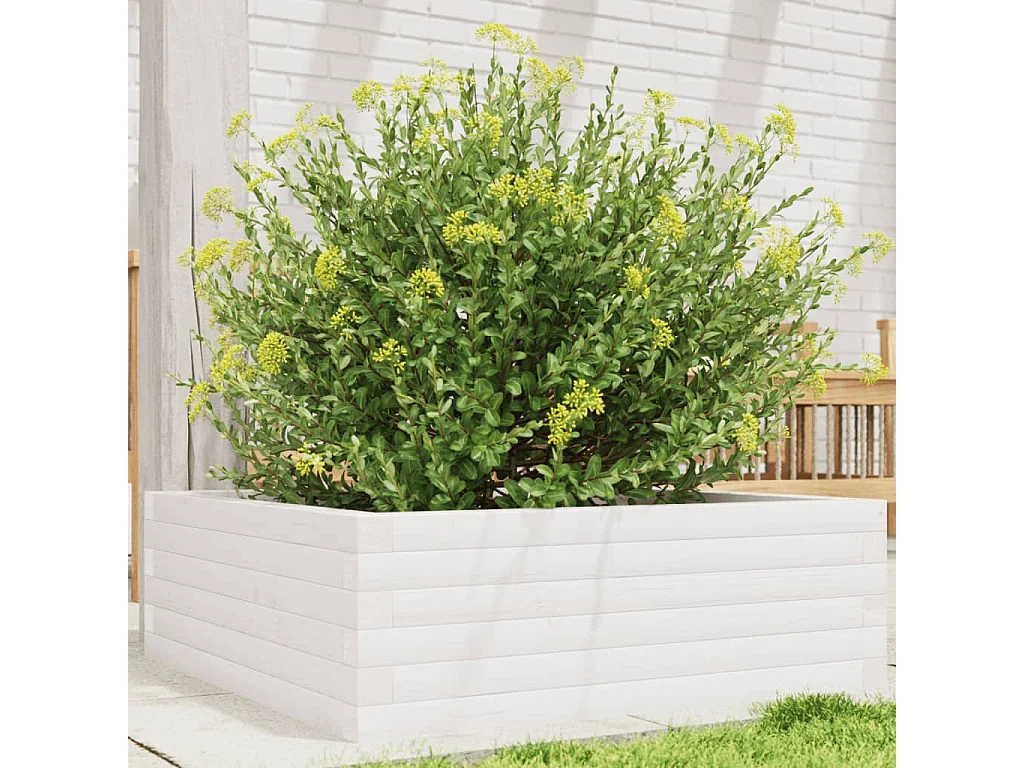 Fioriera da Giardino Bianca 70x70x23 cm Legno Massello di Pino