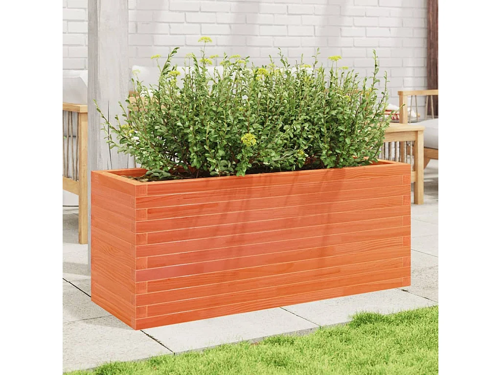 Jardinière cire marron 110x40x45,5 cm bois de pin massif