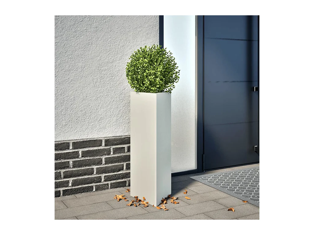 Jardinière blanc triangulaire 30x26x75 cm acier