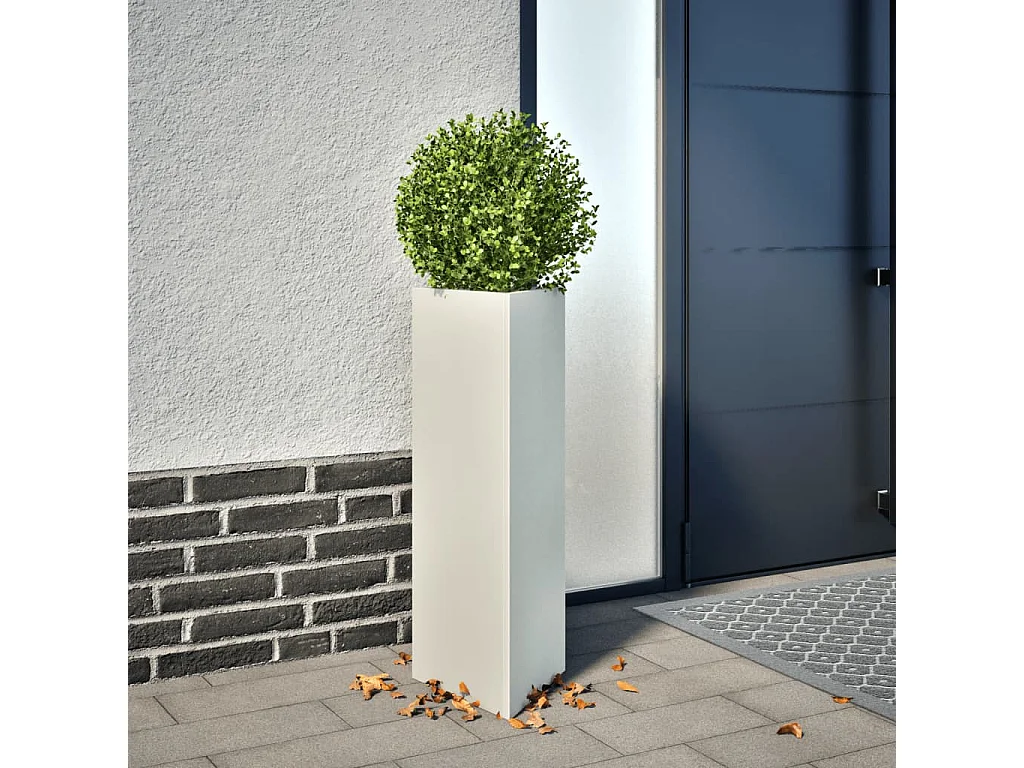 Jardinière blanc triangulaire 30x26x75 cm acier