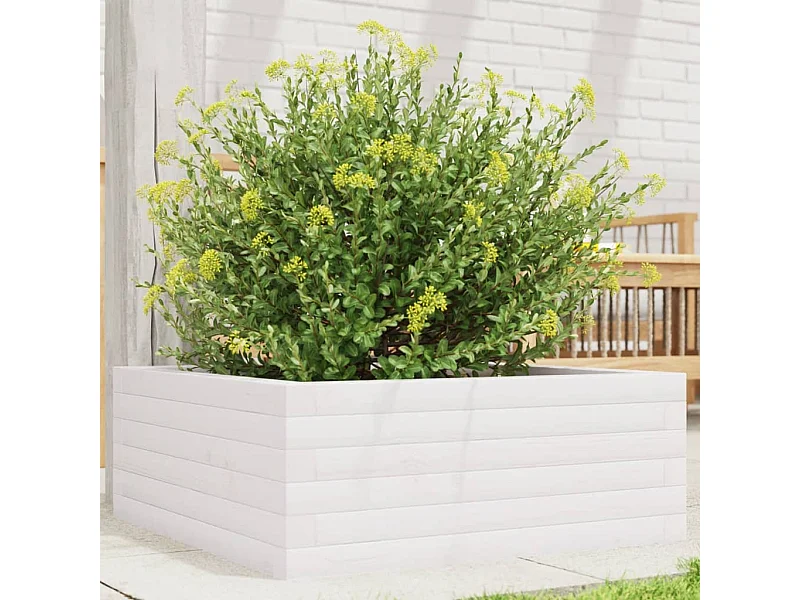 Vaso/floreira de jardim 60x60x23 cm madeira pinho maciça branco