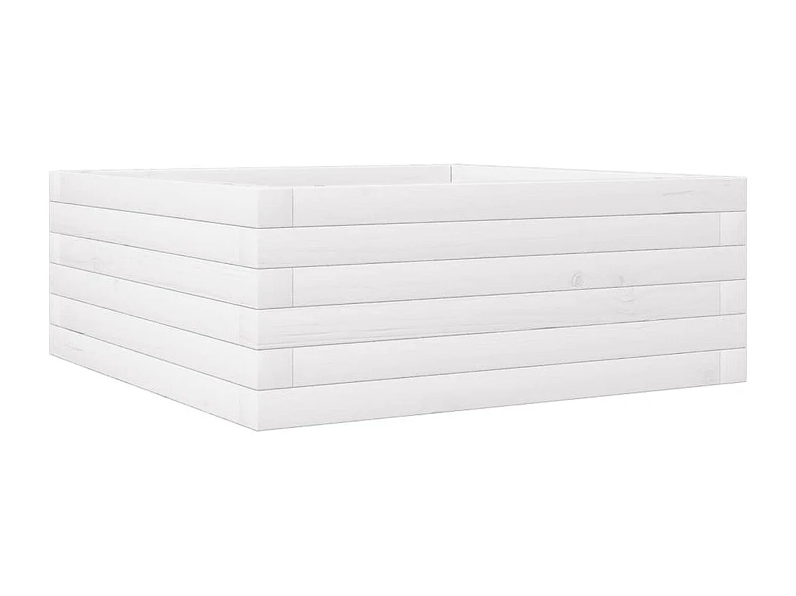 Jardinière blanc 60x60x23 cm bois de pin massif