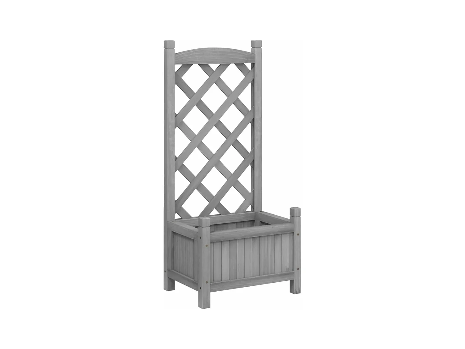 Jardinière avec treillis gris bois massif de sapin