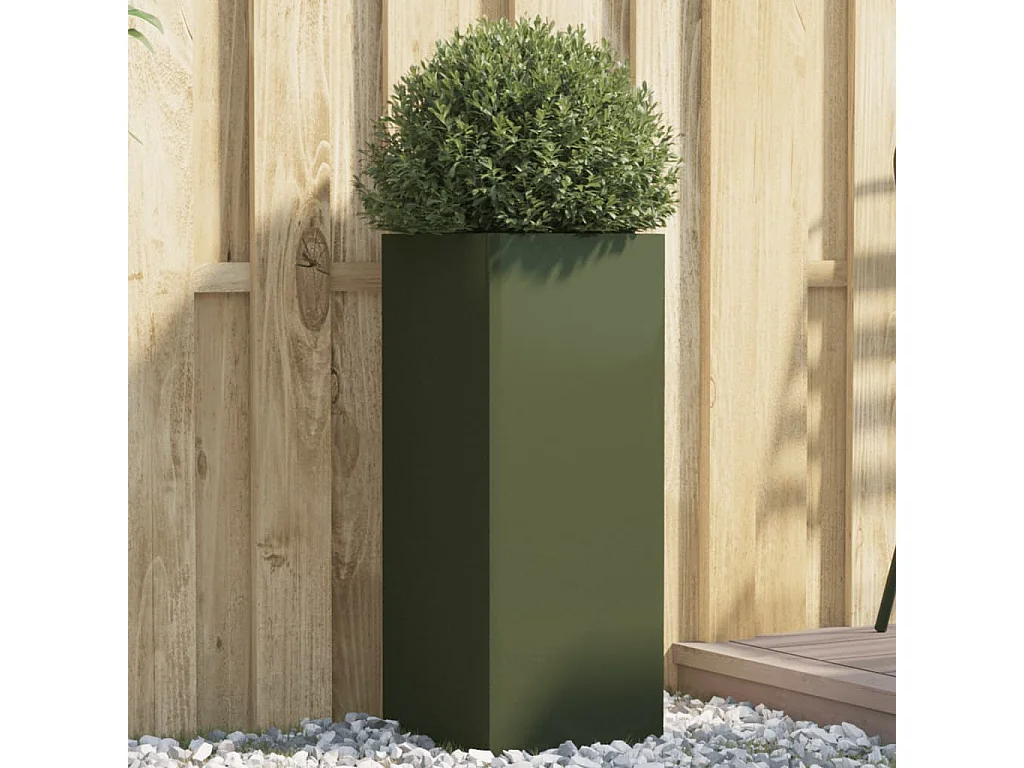 Jardinière vert olive 32x29x75 cm acier