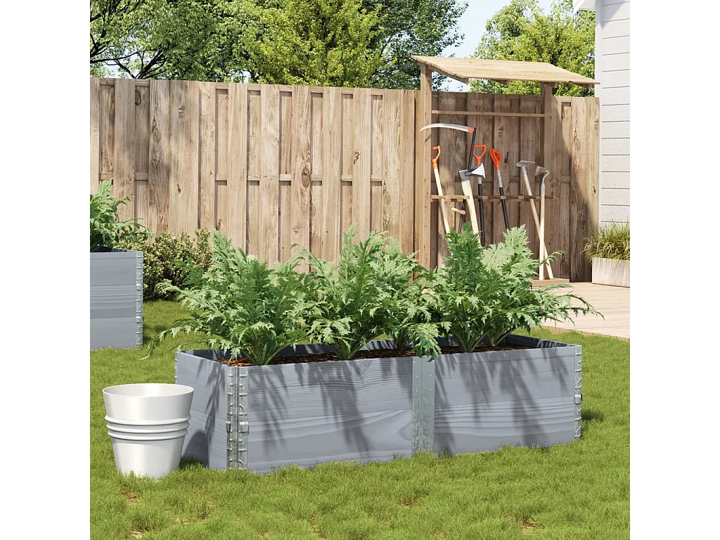 Jardinière gris 150x50 cm bois massif de pin