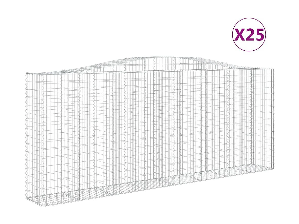 Paniers à gabions arqués 25 pcs 400x50x160/180 cm fer galvanisé