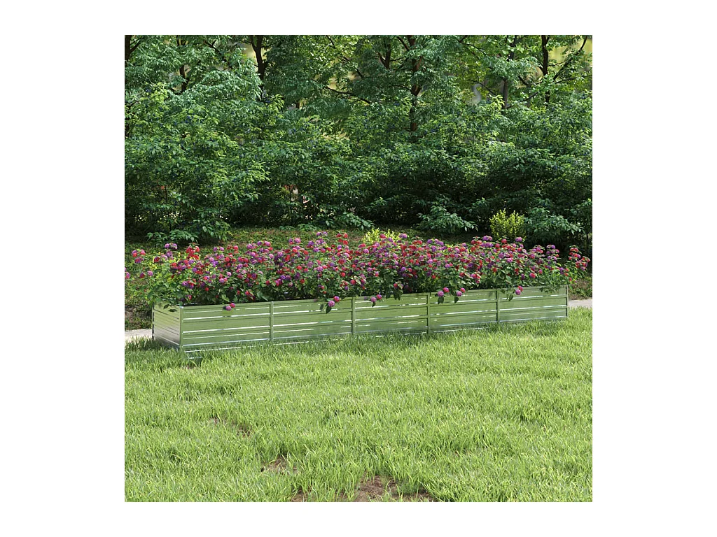 Letto Rialzato Giardino 400x80x45 cm in Acciaio Zincato Argento