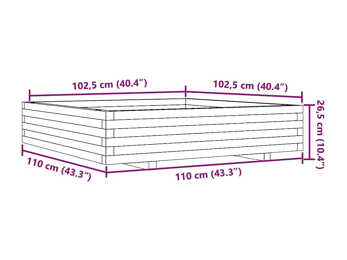 Pflanzkübel 110x110x26,5 cm Massivholz Douglasie