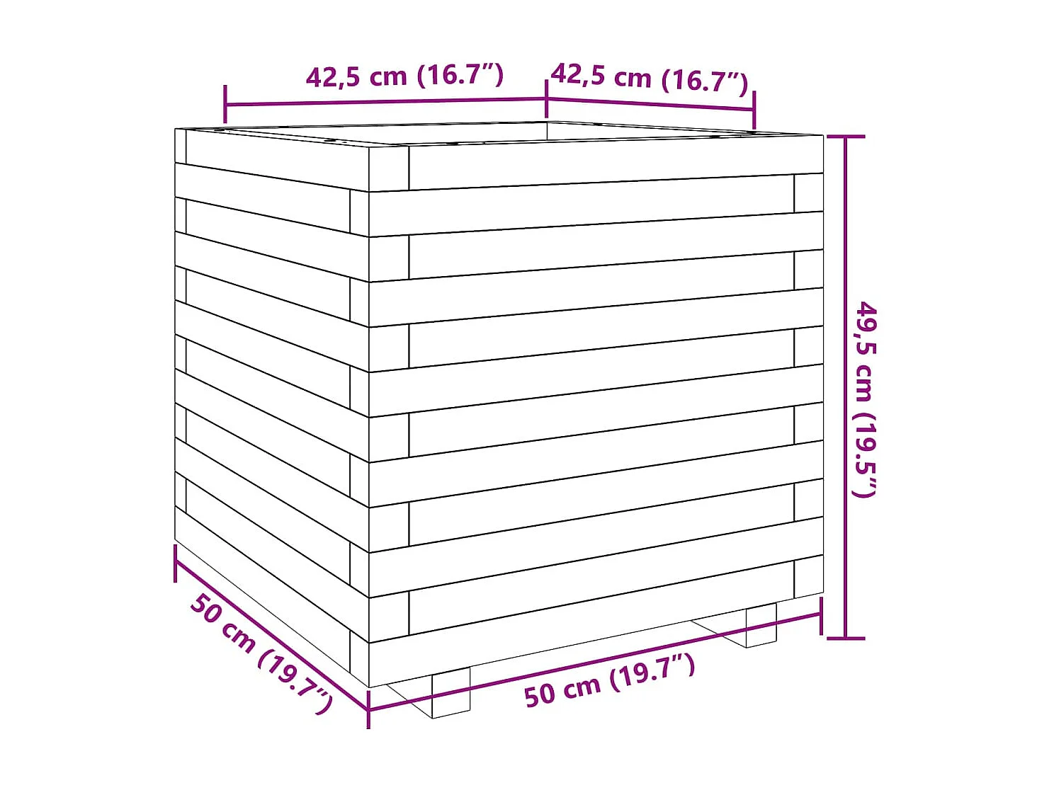 Jardinière blanc 50x50x49,5 cm bois de pin massif