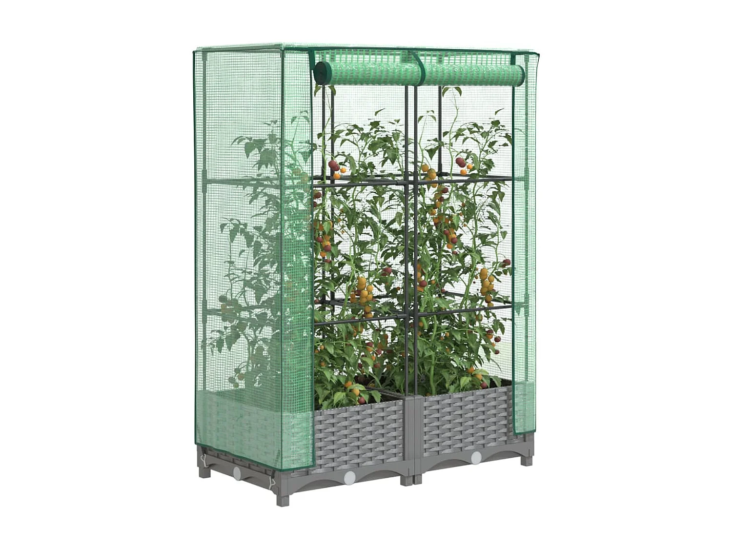 Arriate con cubierta invernadero aspecto ratán 80x40x123 cm