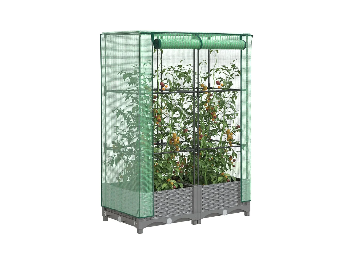 Letto Rialzato con Copertura Serra Effetto Rattan 80x40x123 cm