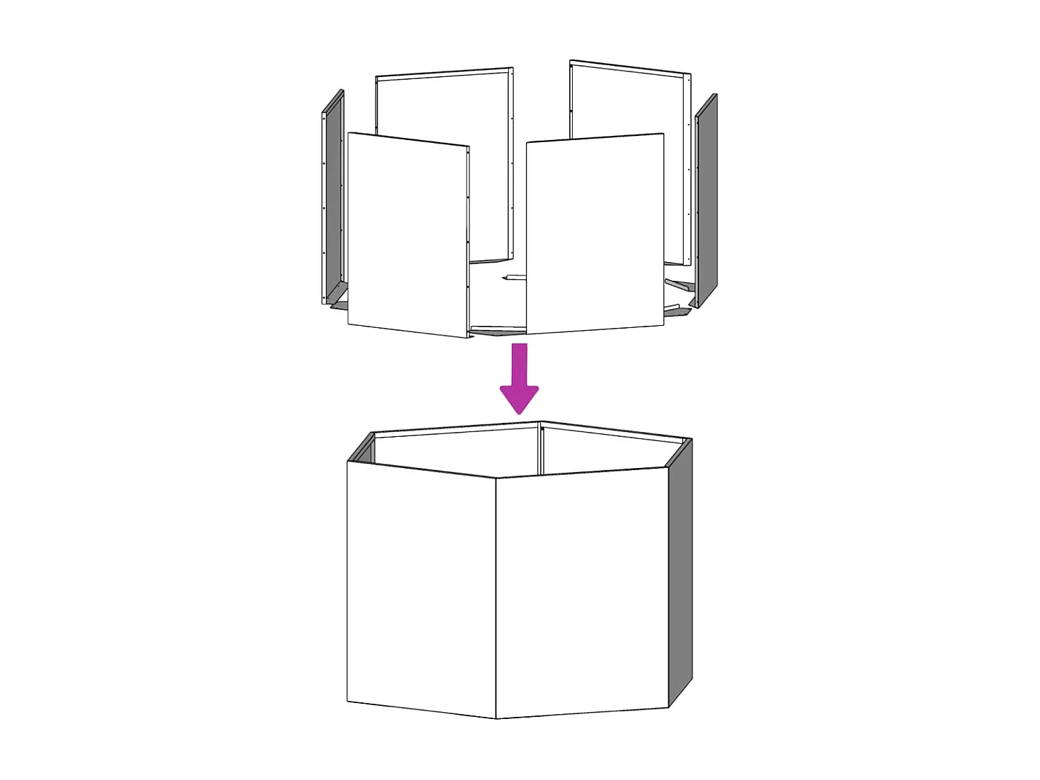 Vaso/floreira de jardim hexagonal 46x40x45 cm aço galvanizado