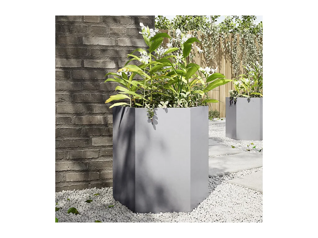 Fioriera da Giardino Esagono 46x40x45 cm in Acciaio Zincato