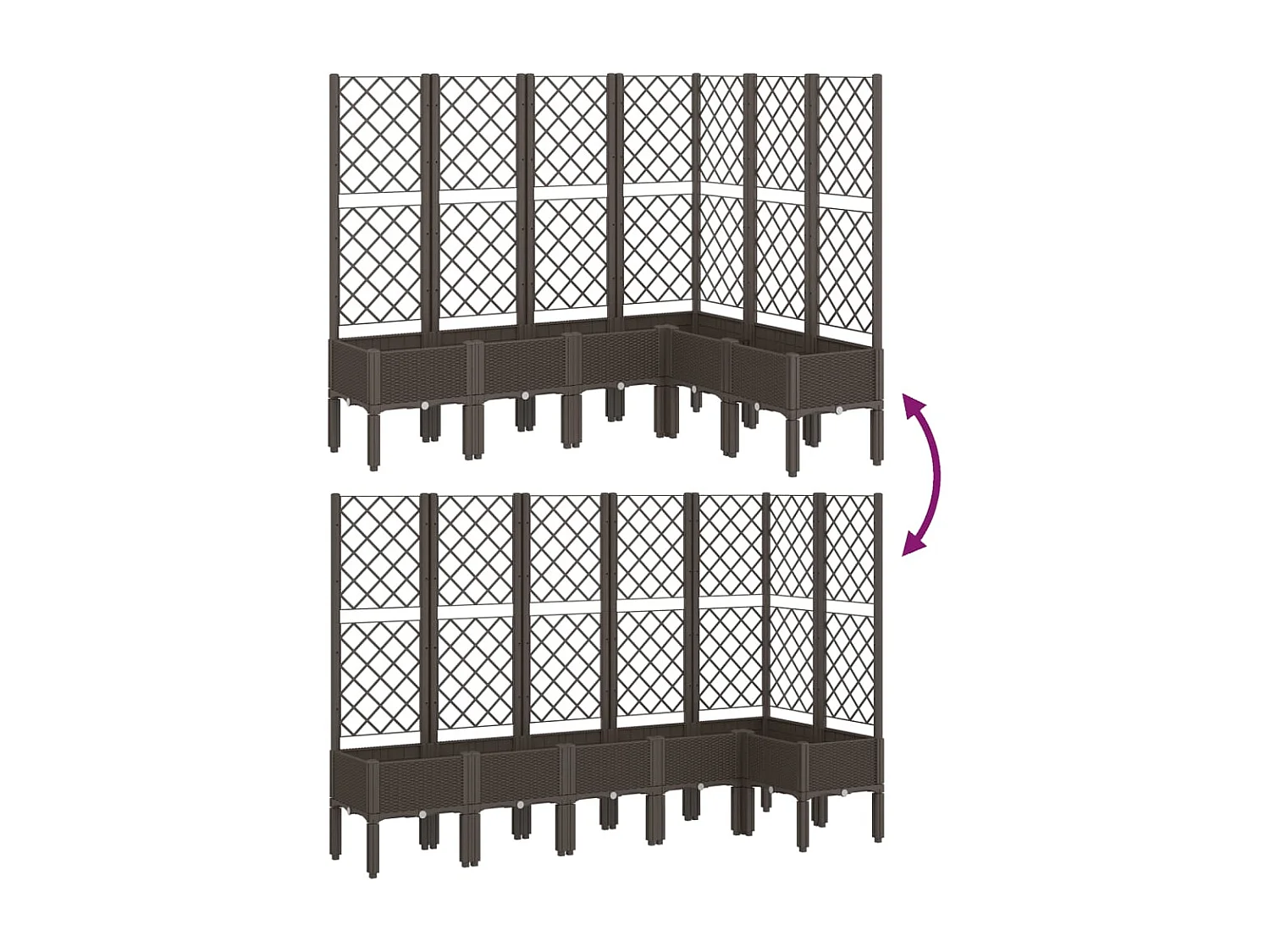 Jardinière avec treillis marron 160x120x142 cm PP