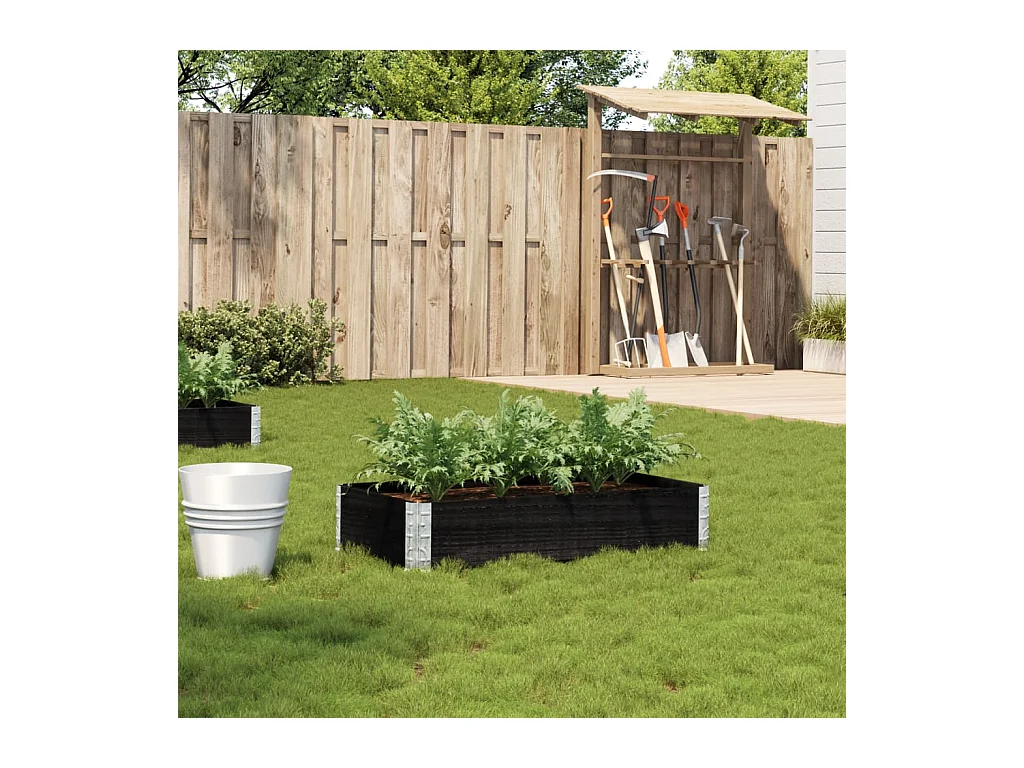 Jardinière noir 100x50 cm bois massif de pin