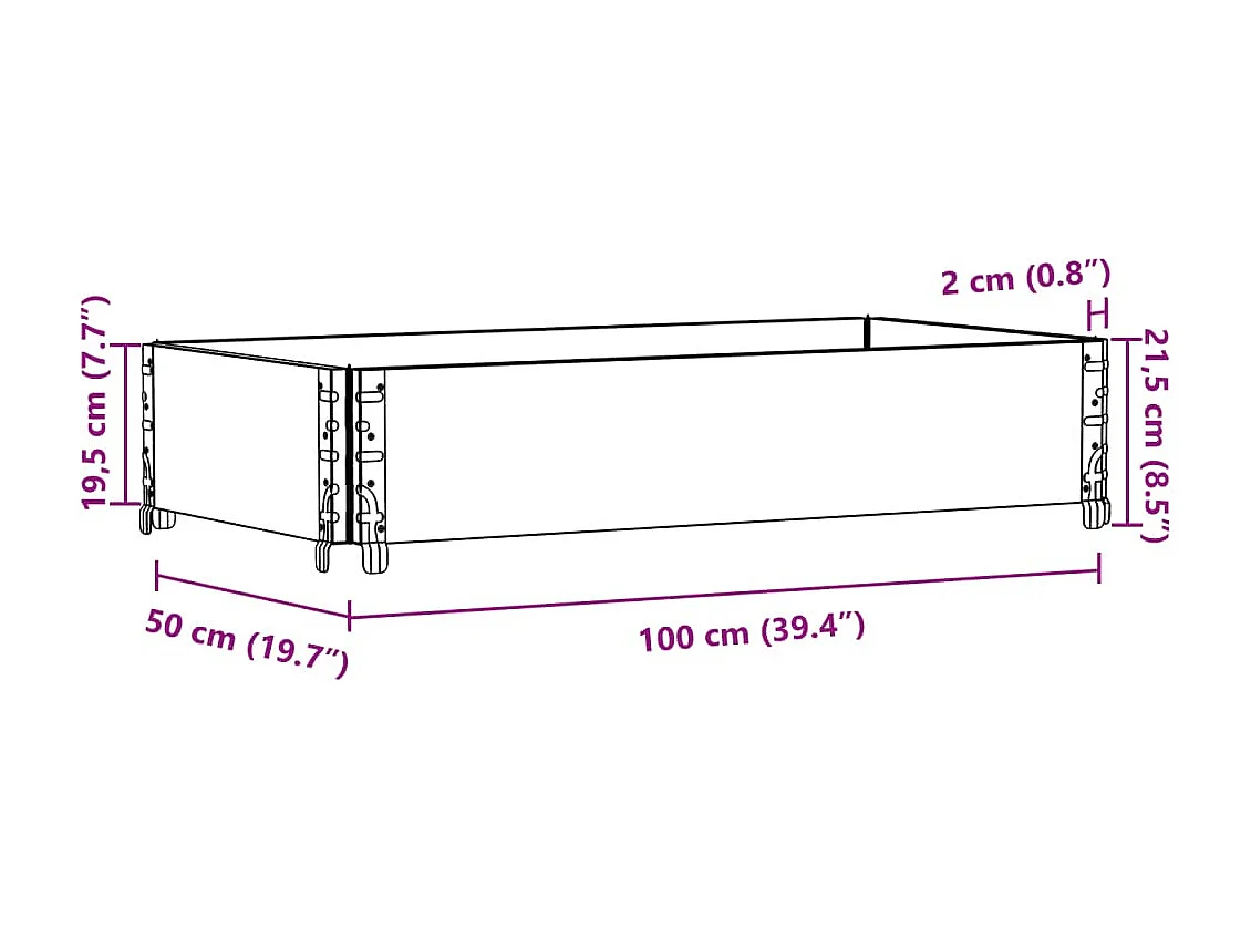 Jardinière noir 100x50 cm bois massif de pin