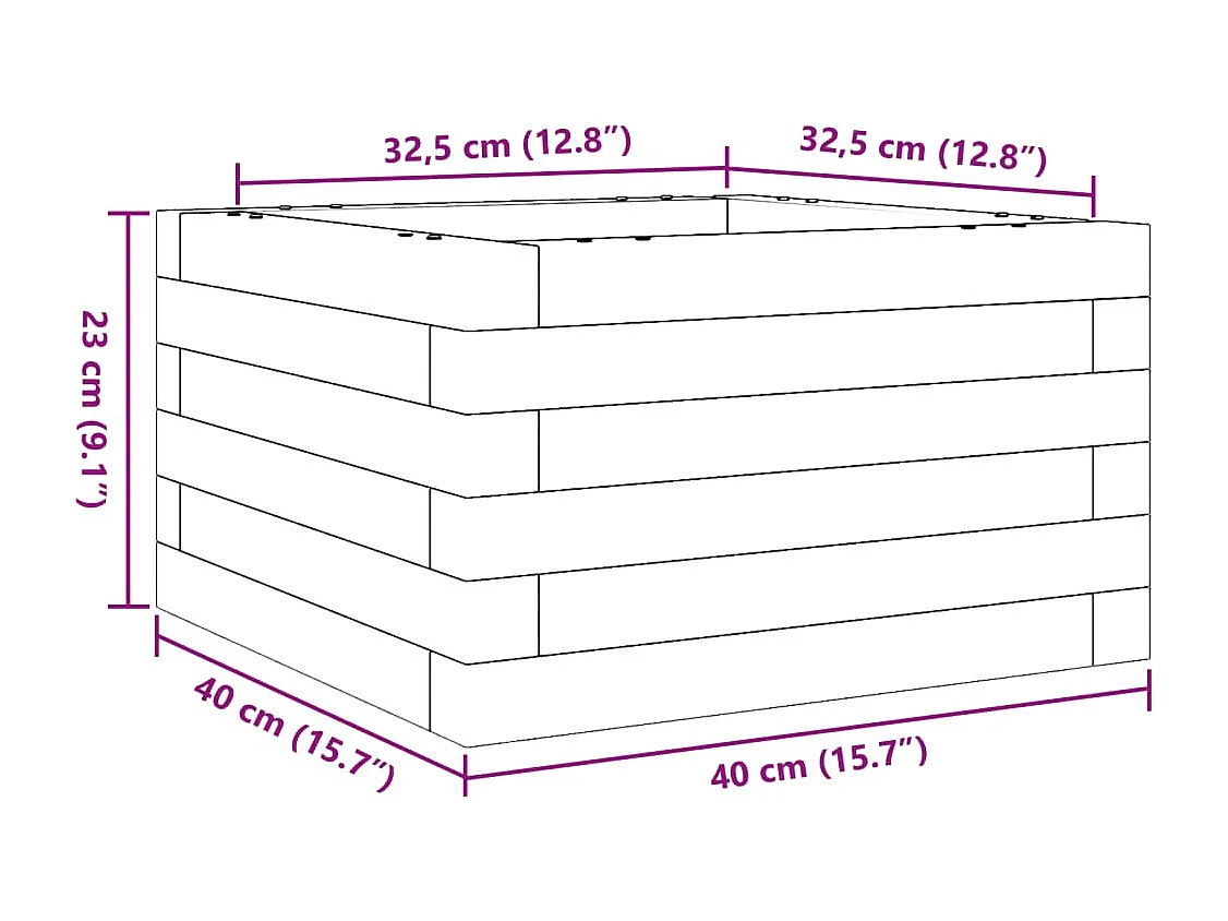 Fioriera da Giardino 40x40x23 cm in Legno di Pino Impregnato