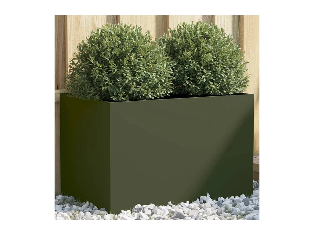 Jardinière vert olive 62x40x39 cm acier