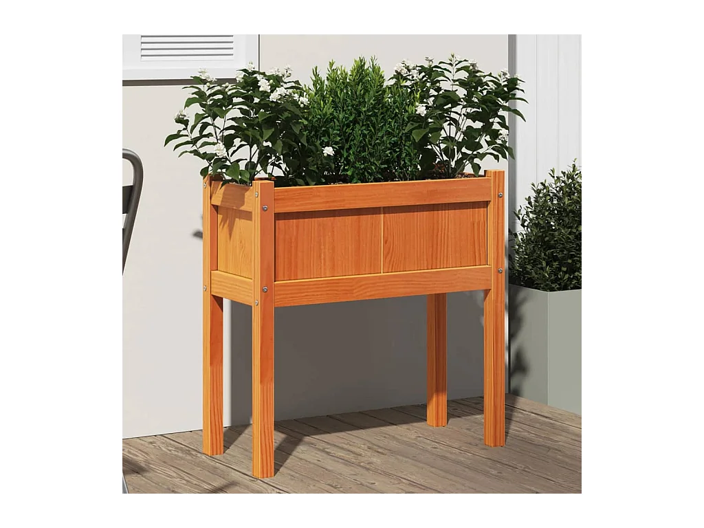 Fioriera Giardino Gambe Marrone Cera 70x31x70 cm Massello Pino
